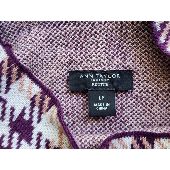 Top/Knit Sweater-Anne Klein-Houndstooth-Burgundy/Brown-Mock Turtleneck-Size LG-P - Picture 5 of 12
